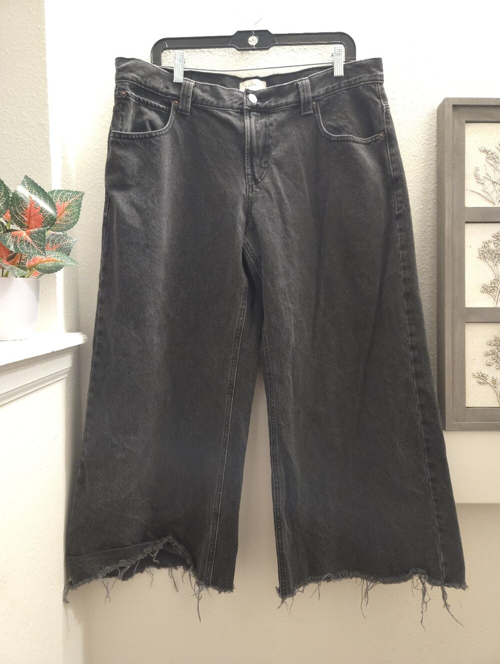 PacSun Sloane Ultra Baggy Y2K Raw Hem Mid Rise Black Jeans Size 31